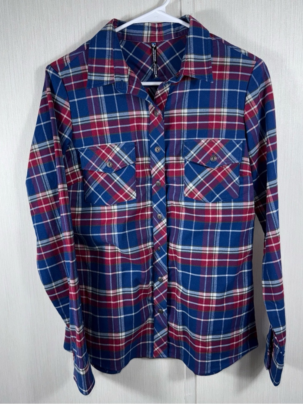 Kuhl Womens S Plaid Flannel Button Down Blue Casual Outdoor Hiking Western